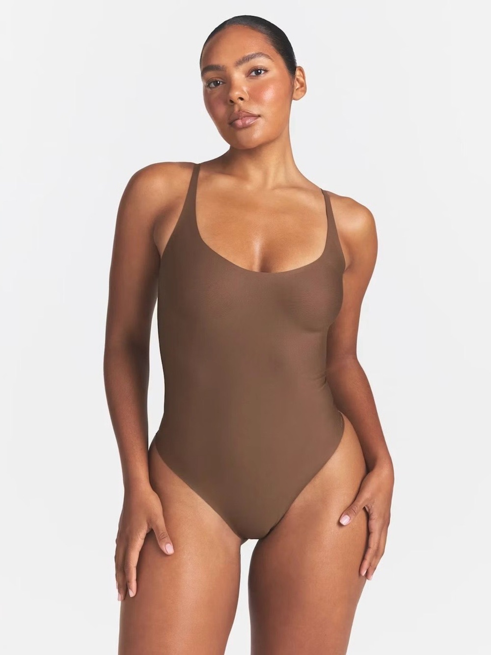 Skims body Scoop low back thong bodysuit Neck Cocoa